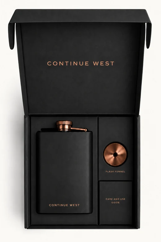 Continue West flask presentation box